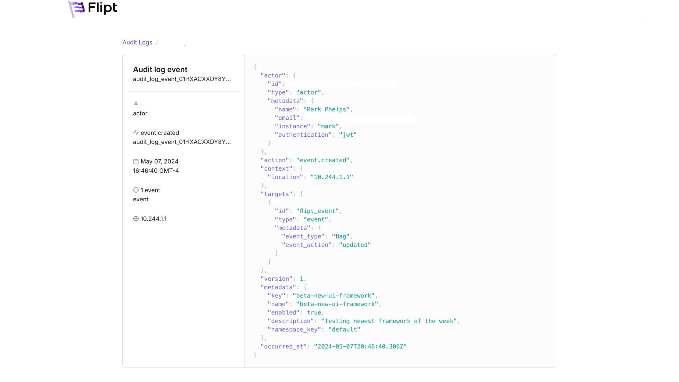 Flipt Hybrid Cloud Audit Logs
